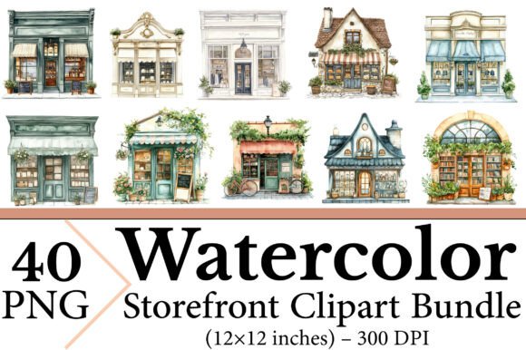 Download Watercolor Storefront Clipart - Storefront Collection