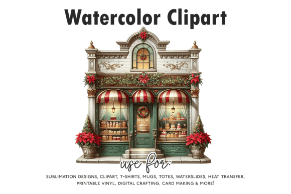 Download Christmas Bakery Storefront Clipart - Storefront Collection