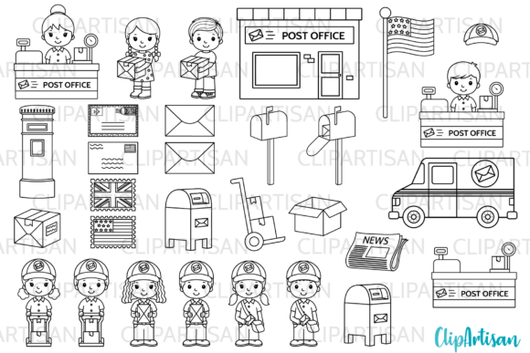 Download Post Office Clip Art, Mail Carrier Stamp - Mail Collection