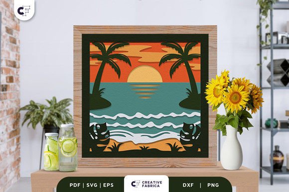 Download Beach Landscape 3D Layered Papercut - Landscape Collection