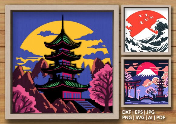 Download Japanese Fuji Landscape Shadowbox Bundle - Landscape Collection