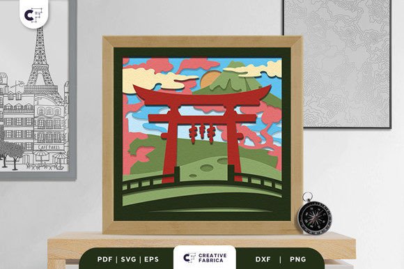 Download Torii Gate Landscape 3D Layered Papercut - Landscape Collection